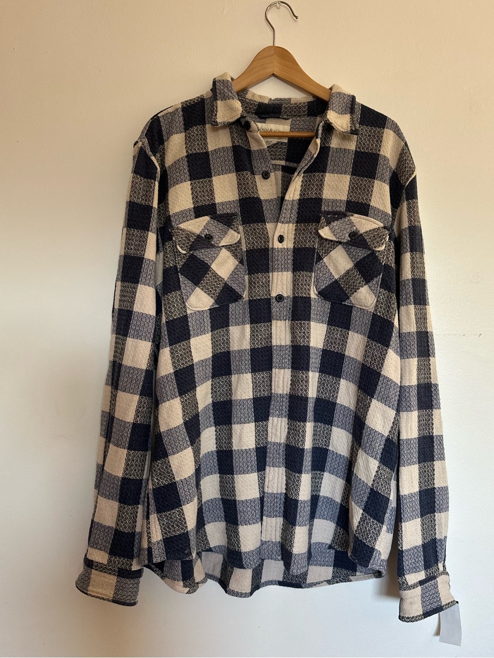 Archival Denim & Supply Ralph Lauren Navy Grange Buffalo Plaid Flannel Shirt XXL